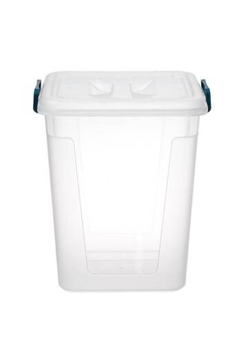 SHOPIENS Plastic storage box with lid and blue handles Shopiens®, transparent, 15 l, 28.5x26.8x32.6 cm