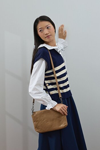 Ceylan Otantik Indigo Stripe Detailed Sweater