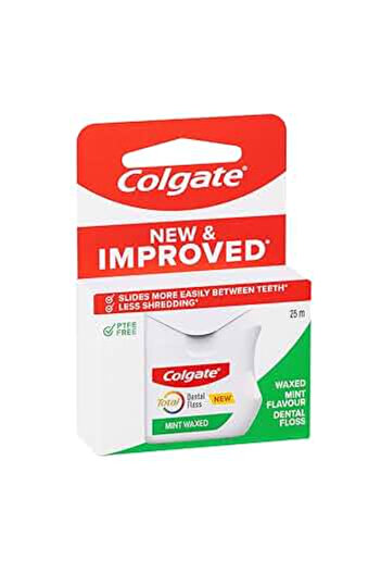 Colgate TOTAL DENTAL FLOSS WAXED MINT 25MTS (Pack of 72)