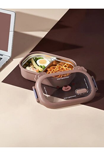 Tasarım Evi Portable Stainless Steel Compartment Lunch Box Storage Container with Leakproof Lid