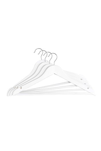 SHOPIENS Set 4 universal hangers Shopiens, wood, L 44.5 cm, white