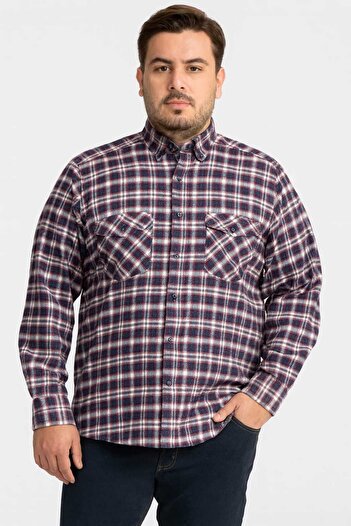 Ünal Giyim Classic Cut Double Pocket Flap Winter Wool Dad Shirt.