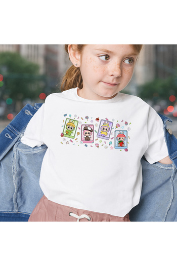 OEM Unisex white T-shirt with Labubu print, 100% cotton, white, 961
