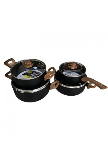 Raki Set of 3 pots with saucepan TANGO 8 pieces non-stick ceramic coating induction