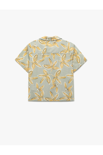 Koton Cotton Pocket Floral Pattern Short Sleeve Shirt