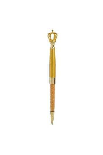 SHOPIENS Blue Ink Pen, Gold Glitter Body with Crown, 2x17 cm, Elegant and Royal