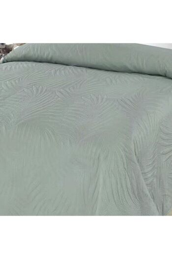 SHOPIENS Double-Sided Reversible Mint Green Bedspread with Embossed Leaves 220x240cm