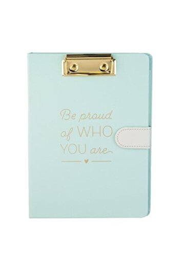 SHOPIENS Shopiens A5 Notebook, 60 dictation sheets, mint green cover, magnetic closure, gold clip