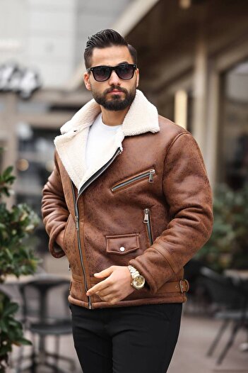 BASEL.CO Exclusive Fur-Lined Men's Laminated Biker Jacket - Premium Winter Style