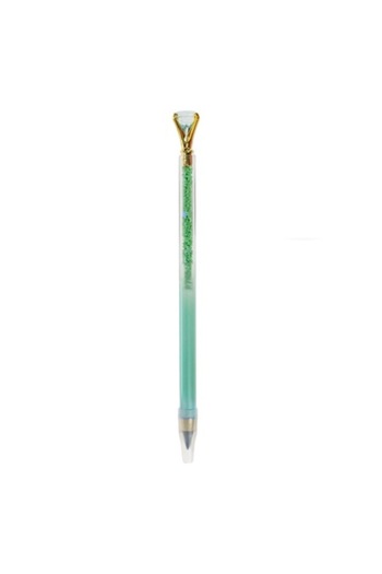 SHOPIENS Creion cu Confetti si Strass, Corp Verde Menta, Baza Aurie, Capac de Protectie