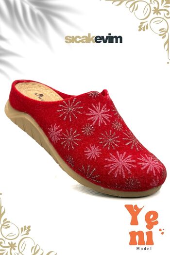 sermoda Women's House Slippers – Poly Sole Lightweight Sole Warm House Slippers Red