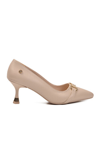 Pierre Cardin Cream Thin Heeled Women's Evening Dress Shoes Pc-55015 Z