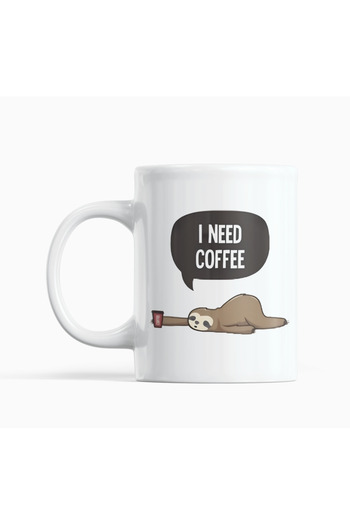 Nino Store I Need Coffee Sloth Animal Themed Funny Design Gift Mug Cup