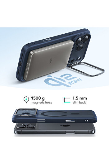 ESR Husa iPhone 17 Pro Classic Hybrid HaloLock Kickstand, bleu