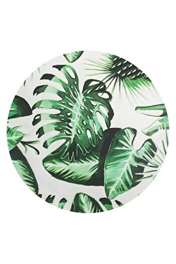 SHOPIENS Suport farfurie, Shopiens, Rotund, Polipropilena, Model de Vara Frunze Tropicale Verzi, Ø38cm