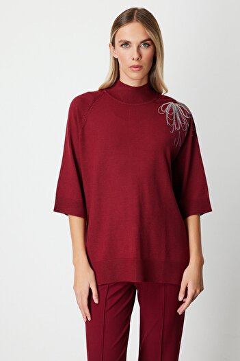 ON Pulover din tricot brodat cu lanțuri Omzu