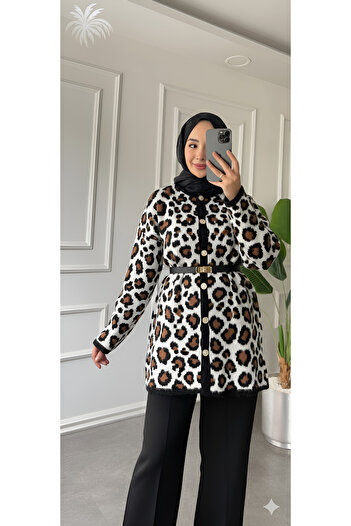 meday Clothing Niche Women's Leopard Print Long Knitwear Cardigan