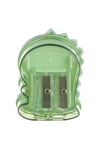 SHOPIENS Double Sharpener with Reservoir and Dinosaur Shape, Green, 4.5x2x6 cm
