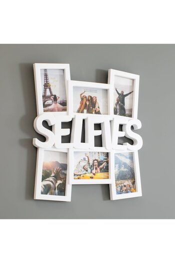 SHOPIENS 3D White Selfies Frame for 6 Photos, 40 x 45 cm