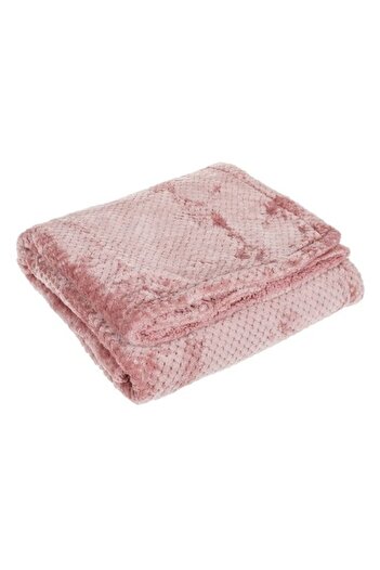 SHOPIENS ® Fika Decorative Blanket with Two Sides, Faux Fur and Sherpa, Pink, 160 x 130 cm