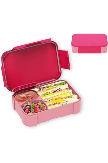 Generic Children's Lunch Box with Compartments, 900 ml Leak-Proof Bento Box, Rose Pink