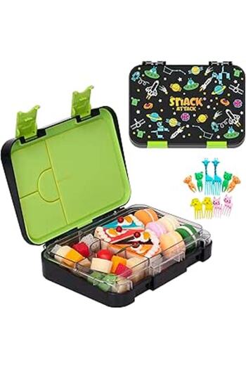 Generic Snack Attack TM Bento Lunch Box for kids Space Midnight Black Color for Kids| 4/6 Convertible Compar