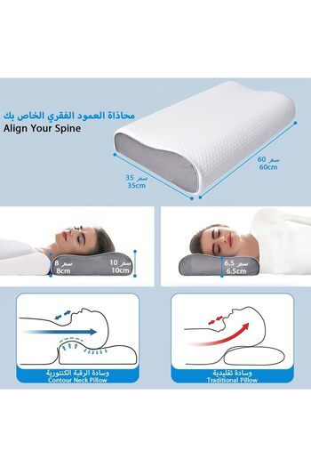 Relax Smart Relax Smart Memory Foam Sleeping Pillow Contoured Design Washable Neck Pillow for Neck Pain Relief