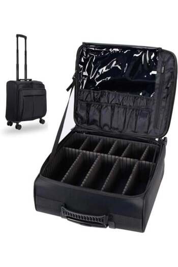 GIACOMINI Makeup Bag with Wheels, Divided Makeup Case