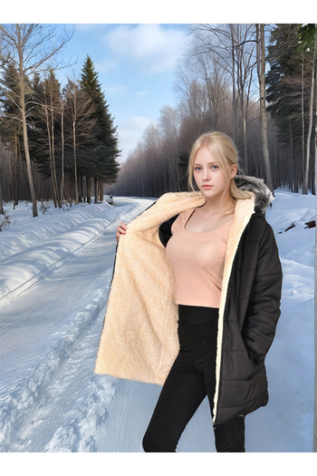 Asortik Kids Girl's Fur-Lined Winter Long Coat