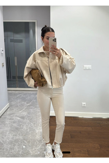 Bak'ap Trent Viral Yarasa Low Sleeve Oversize Suede Bomber Jacket