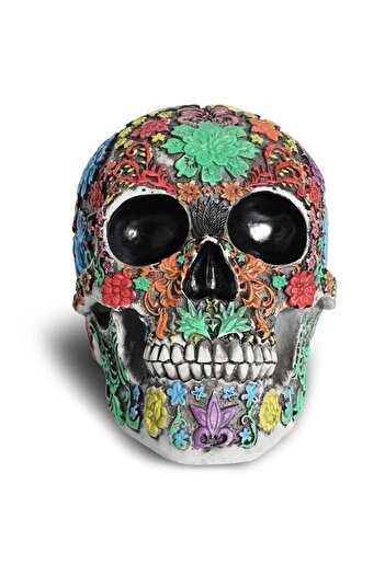OEM Craniu Decorativ Floral – Ornament Colorat din Rasina pentru Interior, Stil Mexican, Ideal pentru