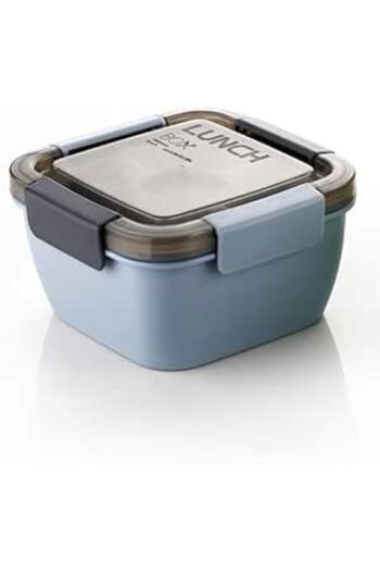Generic Clazkit Plastic Salad Lunch Box Container with Cutlery and Sauce Container with 5 Compartment Bento