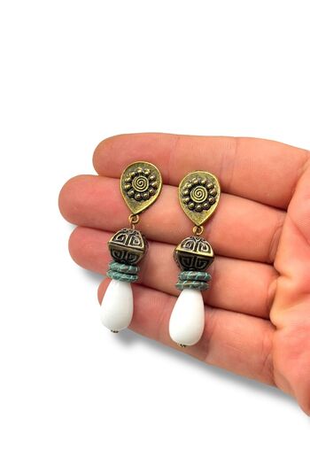dela otantik Handmade Ethnic Drop Beaded Dangle Earrings – Colorful Authentic Bohemian Bijouterie Jewelry
