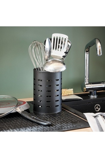 SHOPIENS ® Metal Cutlery Holder, Ø 12.8 x H 18 cm, Black Stand