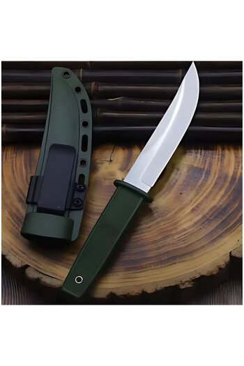 cribeau Hunting Knife Dagger 21 cm, Fixed Blade Stainless Steel 440C, Ergonomic Handle Olive Green, with Pro