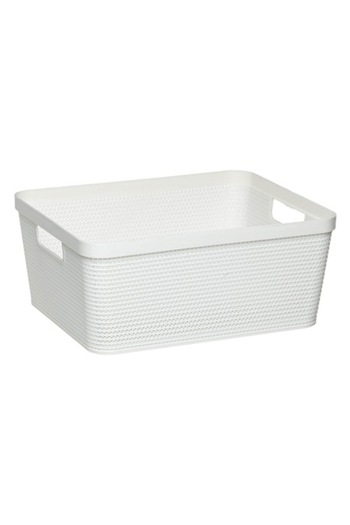 SHOPIENS Storage Basket Shopiens® Off White Rattan Style with Handles, 35.3x29x15 cm/12L
