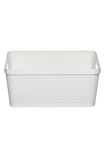 SHOPIENS Storage Basket Shopiens® Off White Rattan Style with Handles, 35.3x29x15 cm/12L