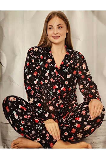 Mirano Suede Oversized Buttoned Mother's Pajama Set