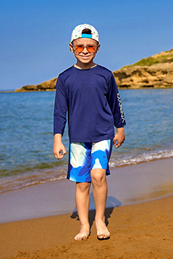 Marina Swimwear Navy Blue Boys' Swim Trunks - Water Repellent, Quick Dry Cs2501