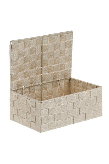 SHOPIENS Storage Box Shopiens® with Lid, Metal Frame, Beige, 27.5x17.5x11 cm