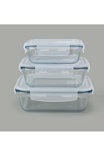 huzurlu grup 3-Piece Glass Storage Container with Plastic Locking Lid