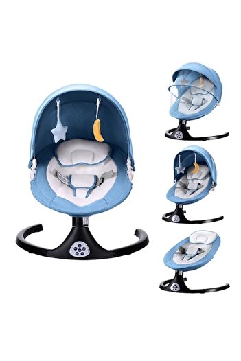 Novastride Leagan Electric Bebe si Copii cu Acoperis Rabatabil si Plasa Protectie, Muzical, Conexiune Bluetooth