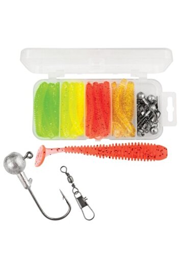 Baracuda Set of shads 6 cm + jig + swivels & clips, 20 pcs/set
