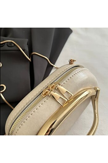 Lilly Crescent Clutch Beige Bag