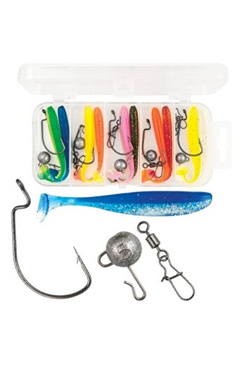 Baracuda Shad set 7 cm + jig needles + cheburashka, 10 pcs/set
