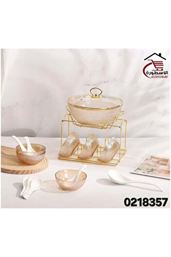 Alostoura Soup Set Ice Transparent 16 Pieces with Stand and Spoons