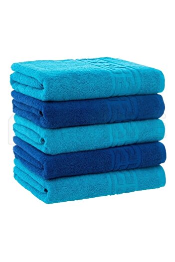OEM Set 5 Towels, 70x140 cm, Turquoise, Royal Blue 100% Cotton