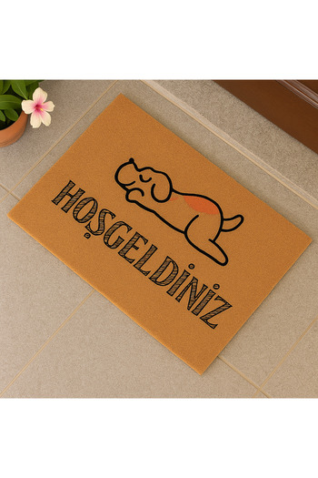 Dormot Koko Textured Door Mat - Welcome with a Dog Non-Slip Base, 45X70 cm
