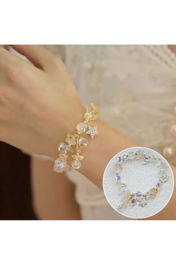 Accessories Hei White Artificial Crystal Stone Sparkling Star Stone Detailed Daily Use Women's Bracelet