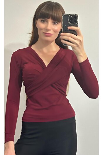 LONELY WOLF Women's Front-Knotted Long-Sleeved Sandy Blouse